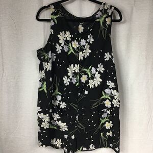 Top shop black white floral size 12 romper button closure on sleeves